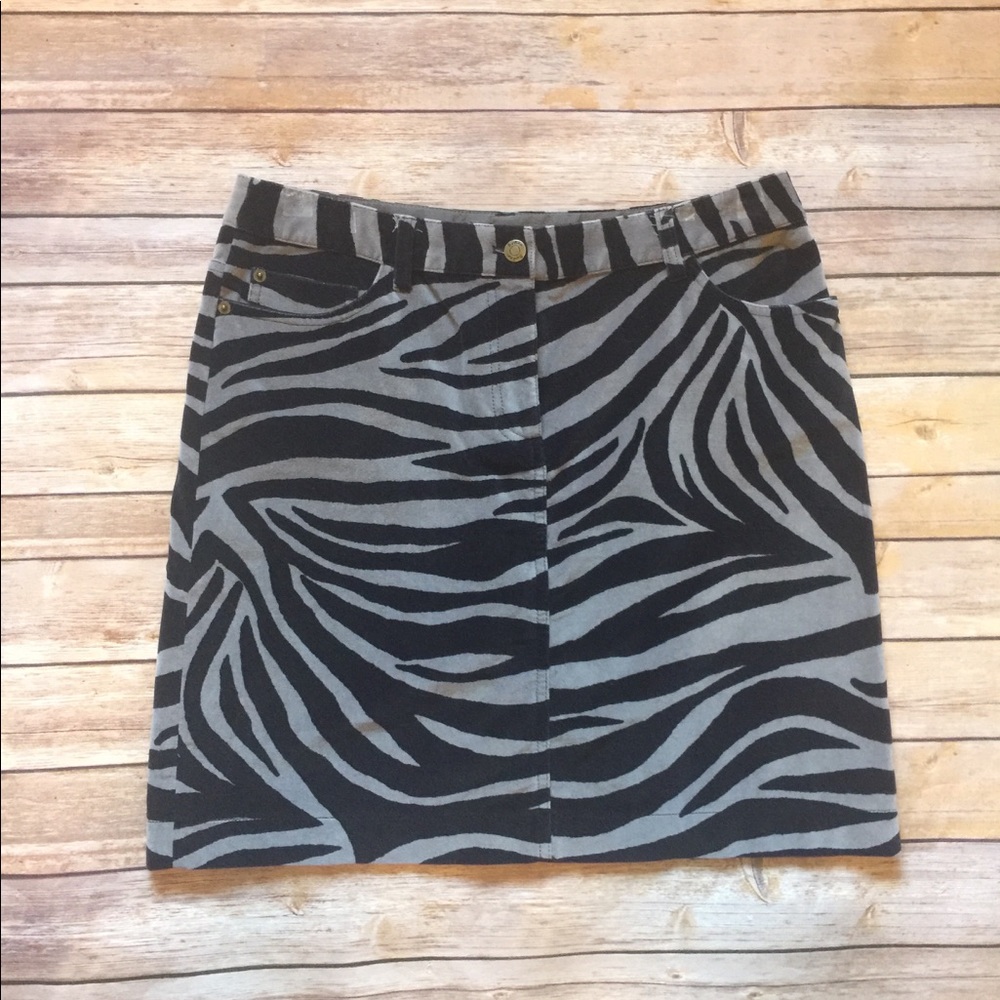 Boden Zebra print velour skirt